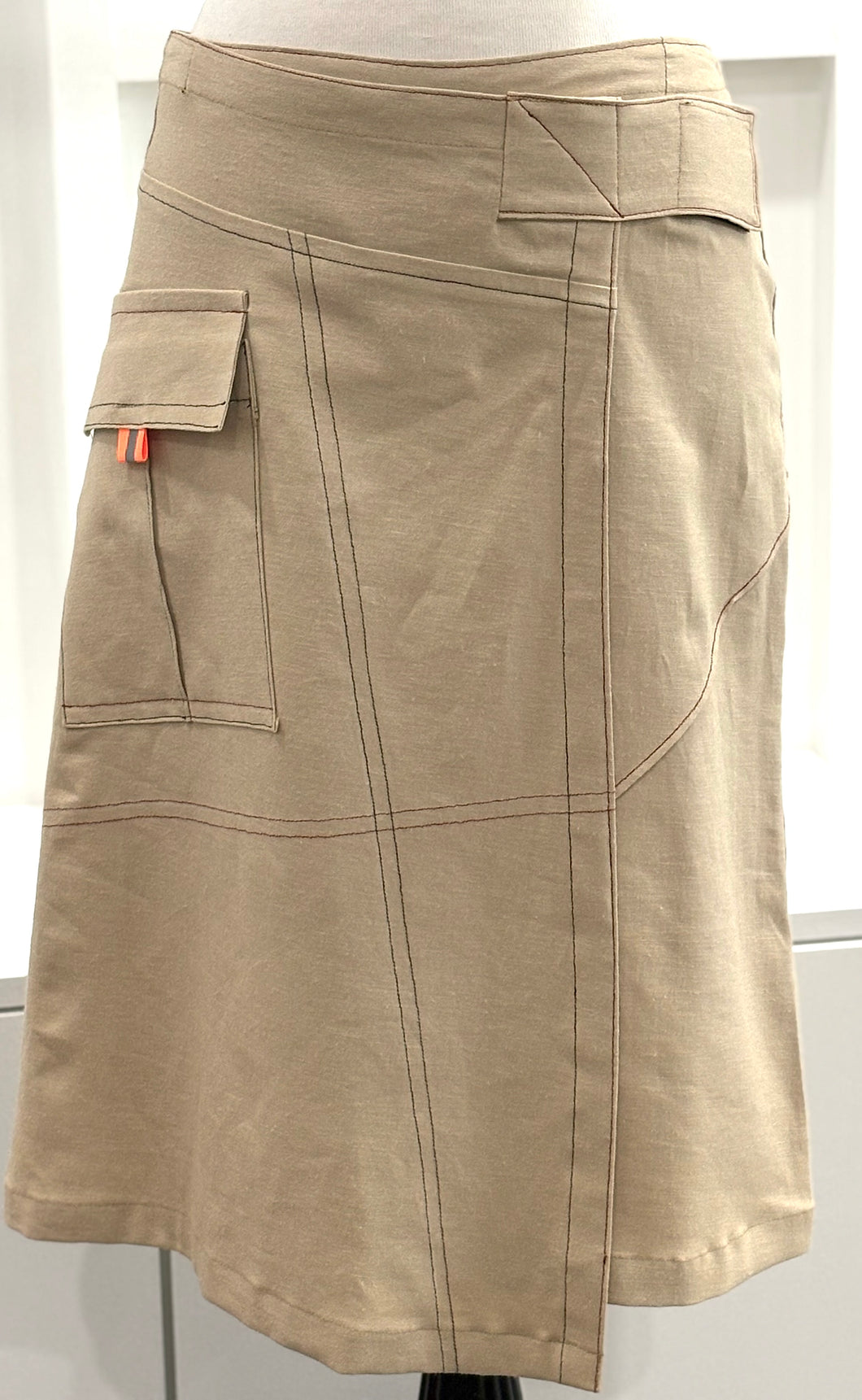 MIDI WRAP SKIRT-TAN