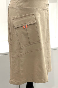MIDI WRAP SKIRT-TAN