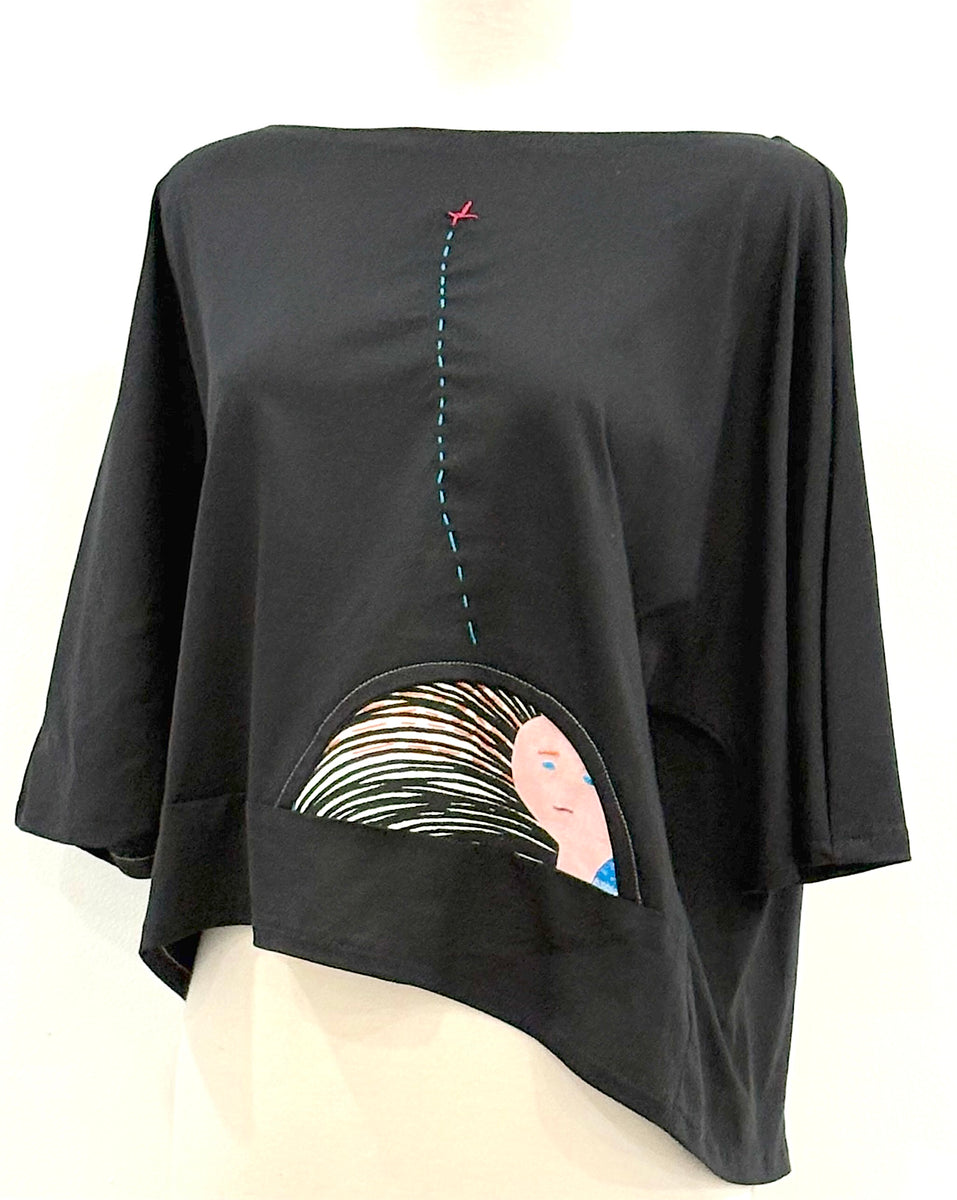 MOON INLAY TOP BLACK EMBROIDERY ( M ) – Studio Fresh