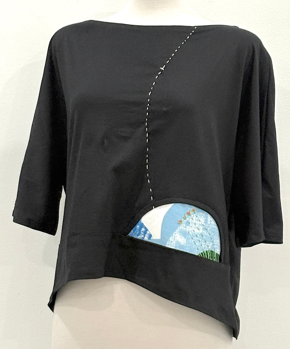 MOON INLAY TOP BLACK EMBROIDERY ( S) – Studio Fresh