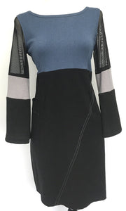 LEXI MIX-UP DRESS BLUE/BLACK NO COLLAR (L). $185.