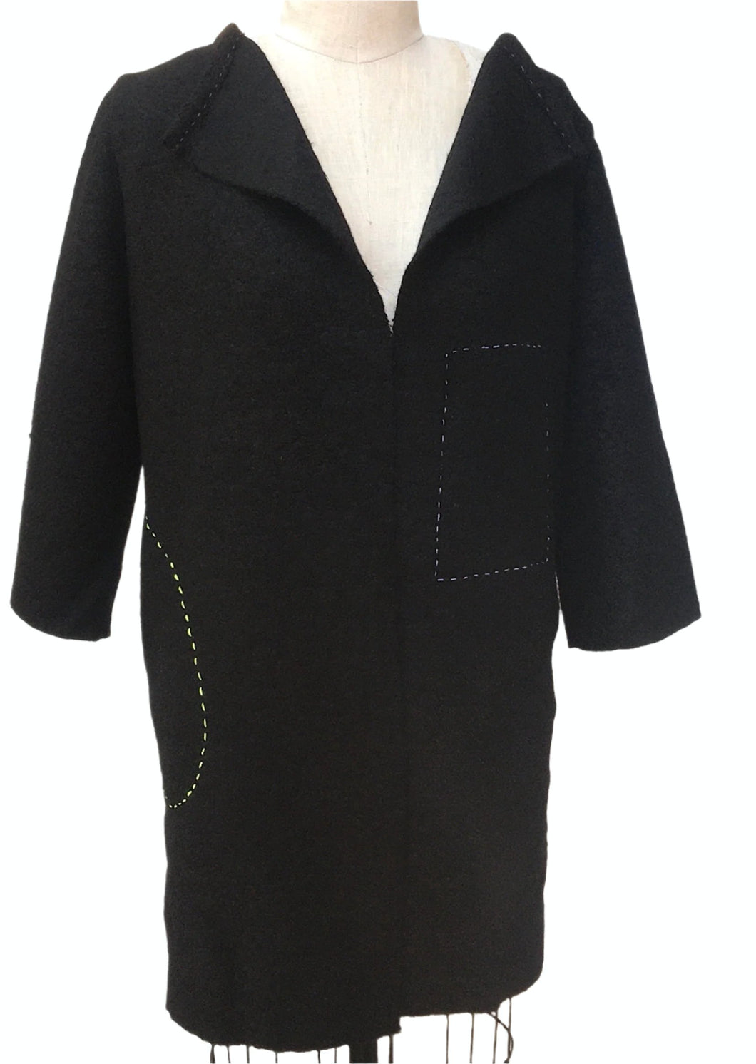 CARDI/COAT BOILED WOOL HAND STITCHED $169.